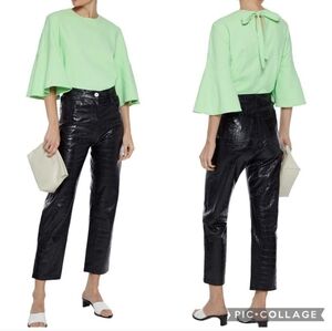 NWT Tibi Green Fluted Sleeve Top